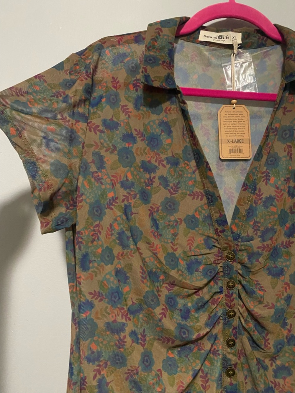 Natural Life Carina Top Sheer Floral Button Down XL Whimsical Fairy Boho Top NWT - Picture 6 of 9